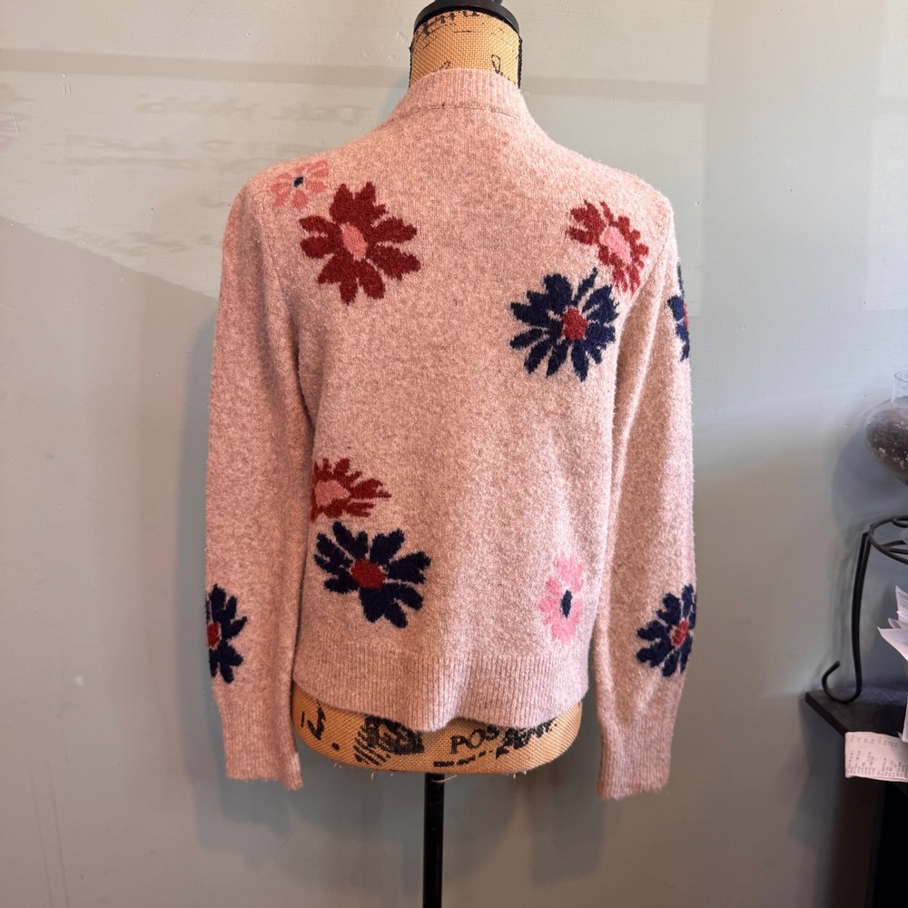 Rails Womens Floral Boho Lillie Meadow Cozy Wool Cardigan Sweater Tan Medium - Picture 2 of 9